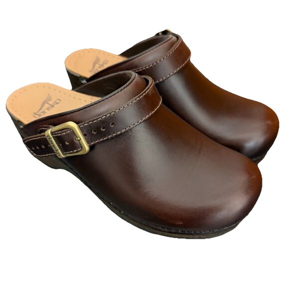 Dansko Clogs Slingback Brown Leather Womens Size US 7.5 / 8 EU 38 - Picture 1 of 16